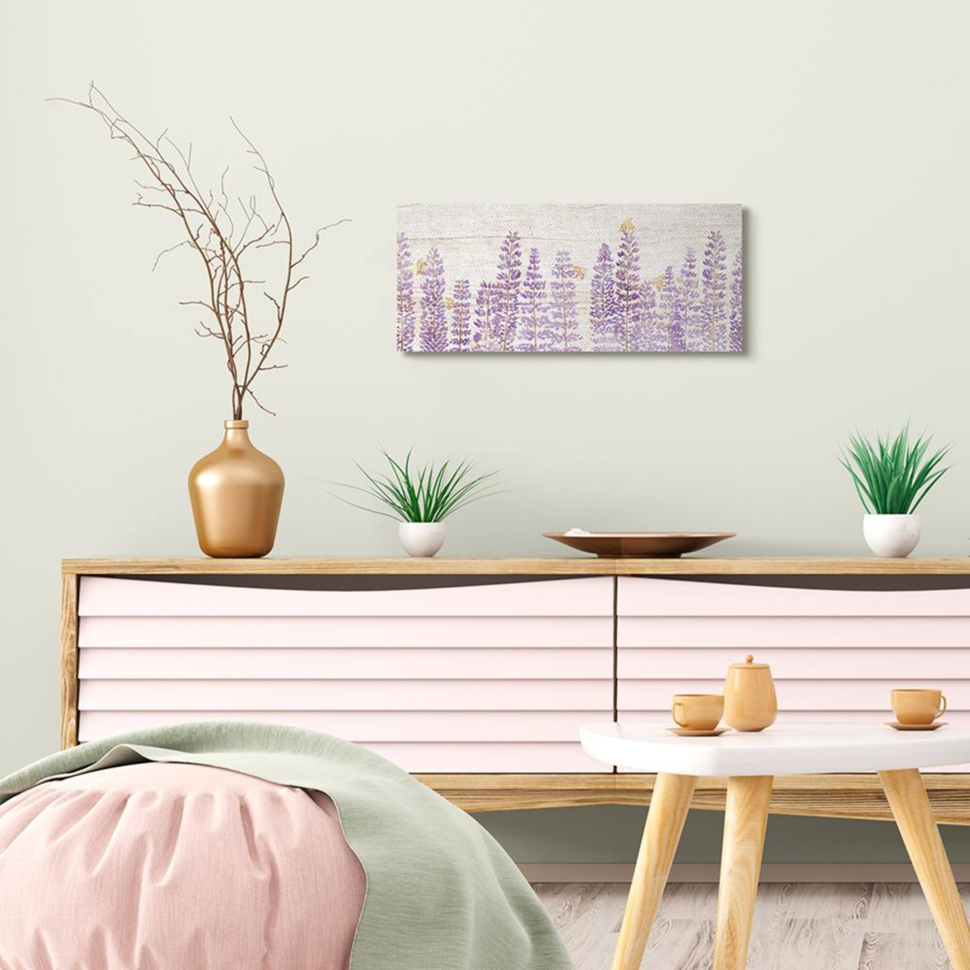 Stupell Industries Rustic Purple Lilac Florals and Honey Bees Canvas Wall Art